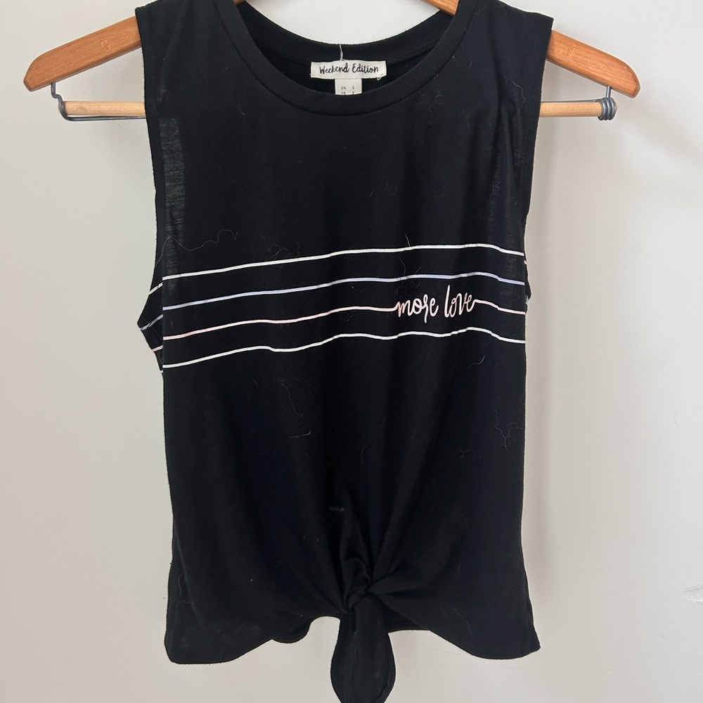 Black Muscle Tee with White Stripes